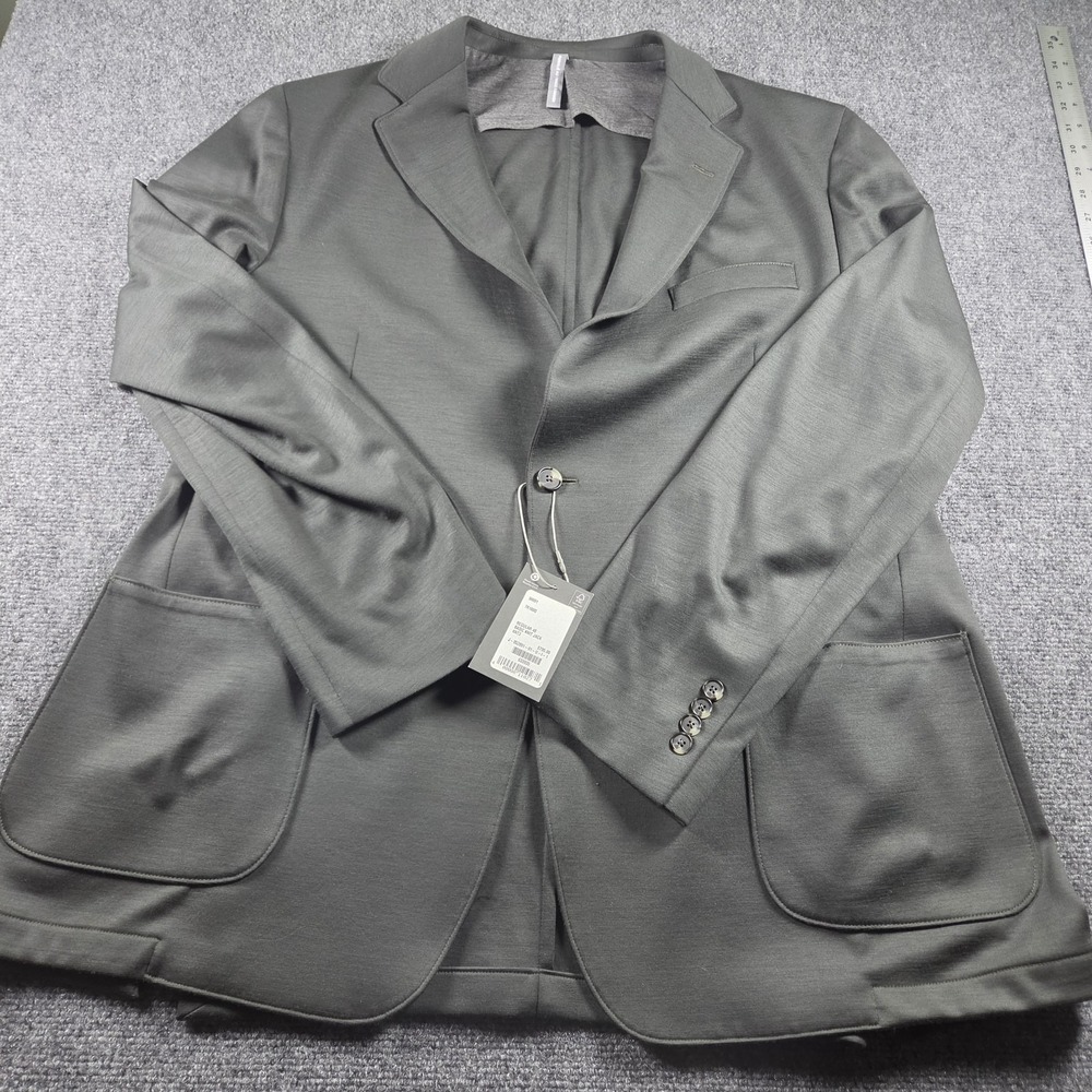 Samuelsohn Basic Knit Jacket Unstructured Super 120's Blazer Gray 48R NEW